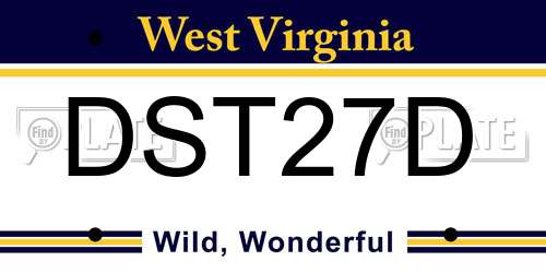 DST27D West Virginia License Plate
