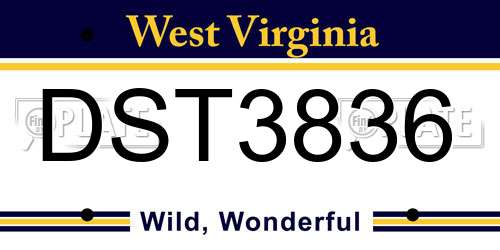 DST3836 West Virginia License Plate