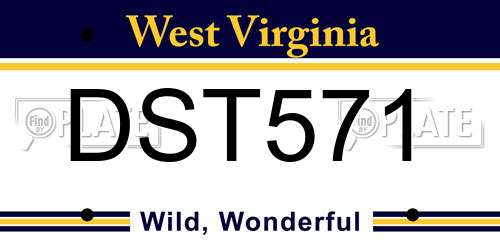 DST571 West Virginia License Plate