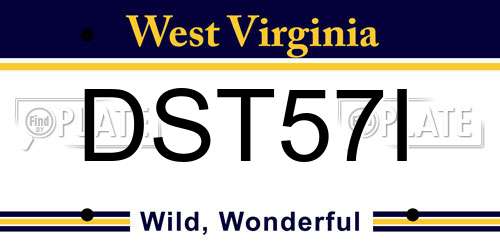 DST57I West Virginia License Plate