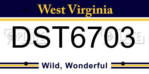 DST6703 West Virginia License Plate