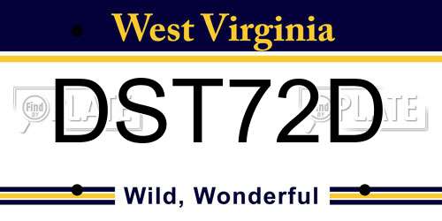 DST72D West Virginia License Plate