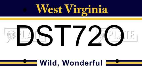 DST72O West Virginia License Plate