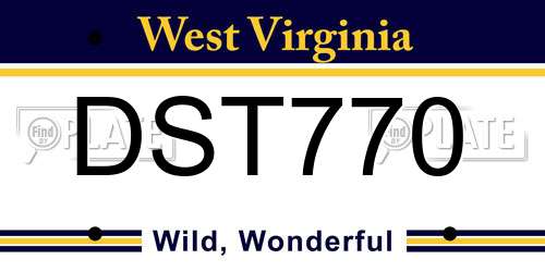 DST770 West Virginia License Plate
