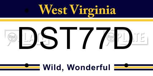 DST77D West Virginia License Plate