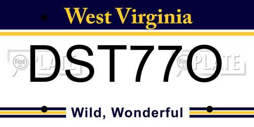 DST77O West Virginia License Plate
