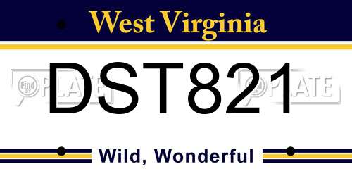 DST821 West Virginia License Plate