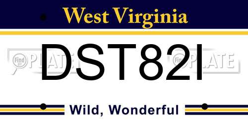DST82I West Virginia License Plate