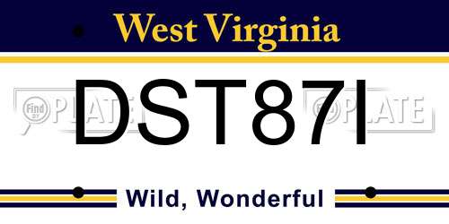 DST87I West Virginia License Plate