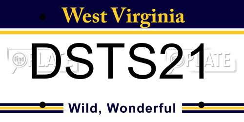DSTS21 West Virginia License Plate