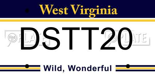 DSTT20 West Virginia License Plate