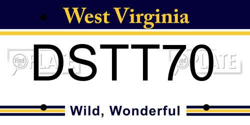 DSTT70 West Virginia License Plate
