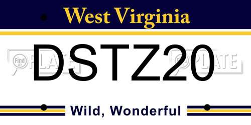 DSTZ20 West Virginia License Plate