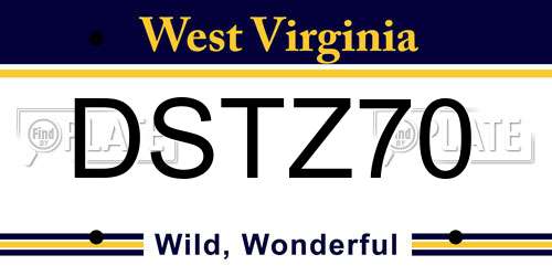 DSTZ70 West Virginia License Plate