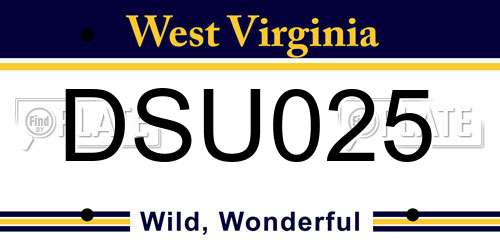 DSU025 West Virginia License Plate