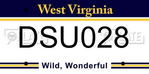 DSU028 West Virginia License Plate