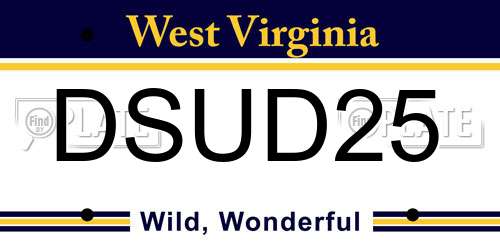 DSUD25 West Virginia License Plate