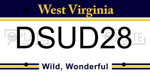 DSUD28 West Virginia License Plate