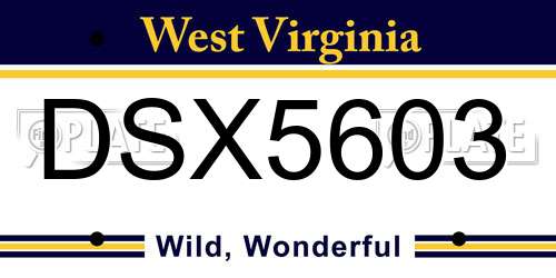 DSX5603 West Virginia License Plate