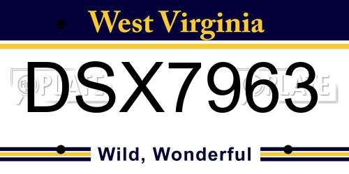 DSX7963 West Virginia License Plate
