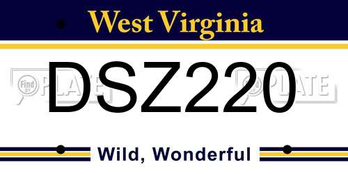 DSZ220 West Virginia License Plate