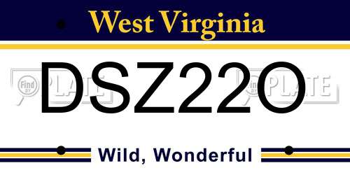 DSZ22O West Virginia License Plate