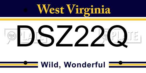 DSZ22Q West Virginia License Plate