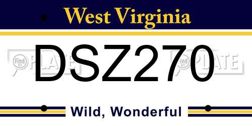 DSZ270 West Virginia License Plate
