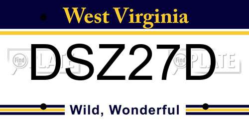 DSZ27D West Virginia License Plate