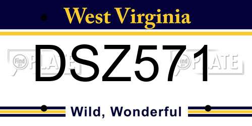DSZ571 West Virginia License Plate