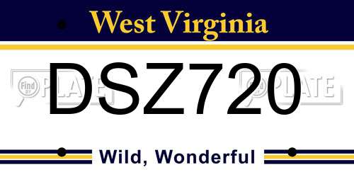 DSZ720 West Virginia License Plate