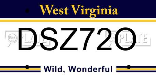 DSZ72O West Virginia License Plate