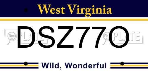 DSZ77O West Virginia License Plate