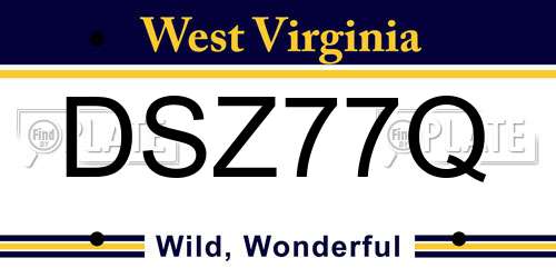 DSZ77Q West Virginia License Plate