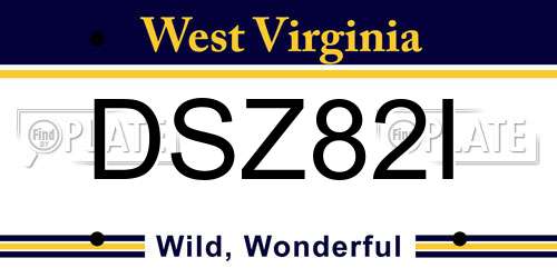 DSZ82I West Virginia License Plate