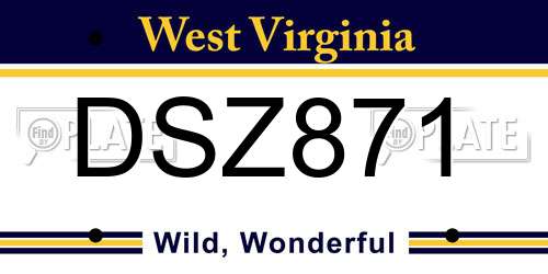 DSZ871 West Virginia License Plate