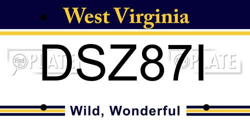 DSZ87I West Virginia License Plate