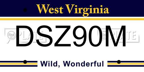 DSZ90M West Virginia License Plate