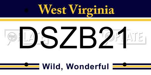 DSZB21 West Virginia License Plate