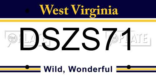 DSZS71 West Virginia License Plate