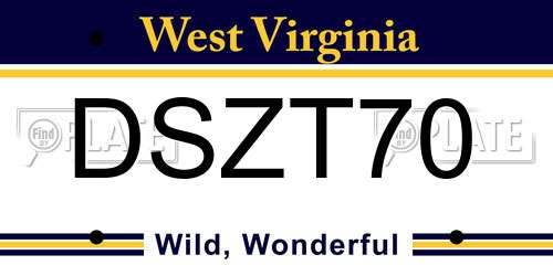 DSZT70 West Virginia License Plate