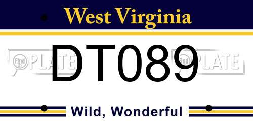 DT089 West Virginia License Plate