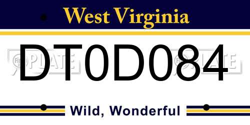 DT0D084 West Virginia License Plate