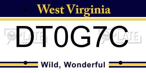 DT0G7C West Virginia License Plate