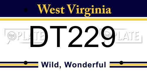 DT229 West Virginia License Plate