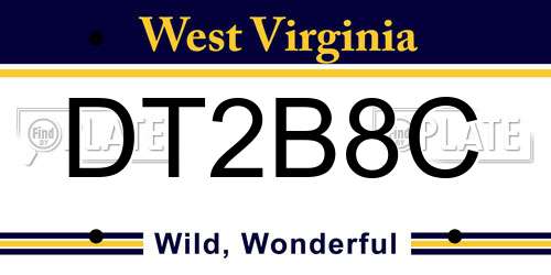 DT2B8C West Virginia License Plate