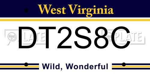DT2S8C West Virginia License Plate