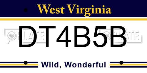 DT4B5B West Virginia License Plate