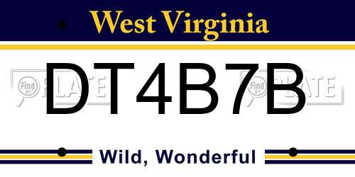 DT4B7B West Virginia License Plate