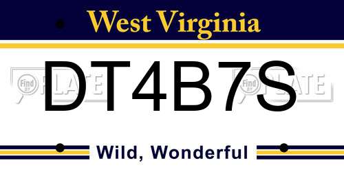 DT4B7S West Virginia License Plate